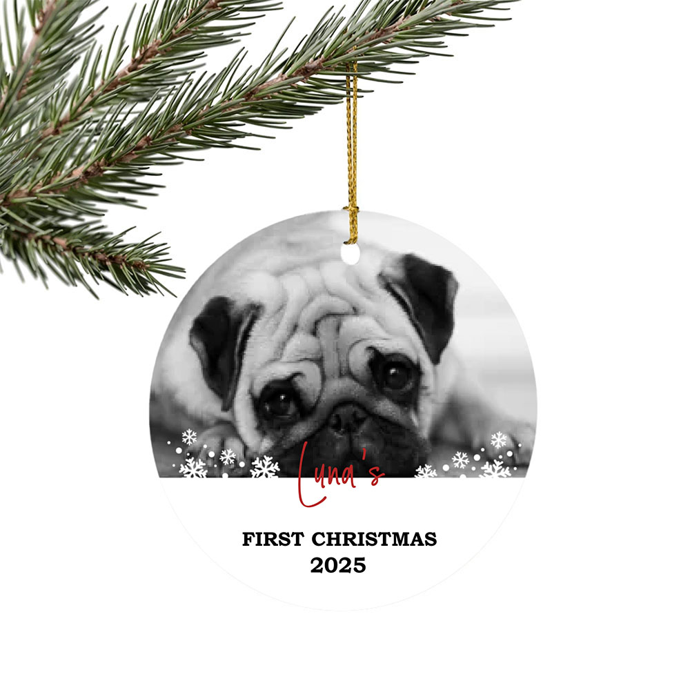 Custom Dog First Christmas Ceramic Christmas Ornament 3